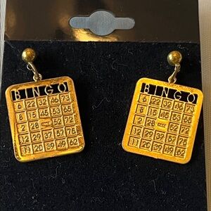Gold Bingo Card Earrings